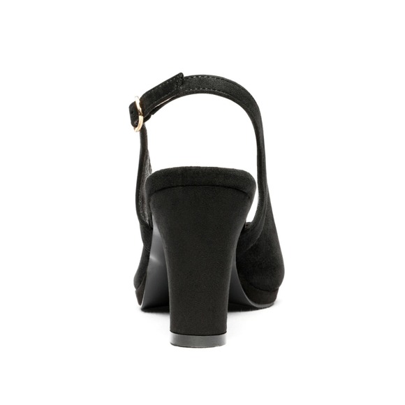 WOMEN'S SEXY 3" HEEL PEEP TOE SLINGBACK PUMPS BLACK SUEDE DREAM PAIRS SIZE 10 - Picture 5 of 9